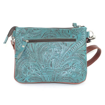 American West Lariats And Lace Zip Top Crossbody - Dark Turquoise #2